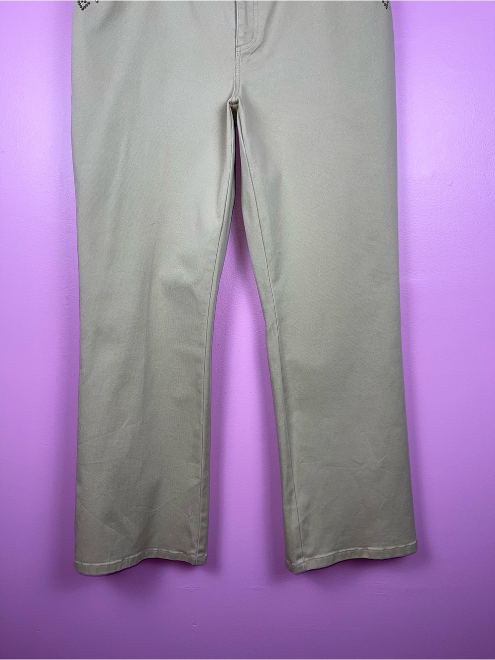 Lauren Jeans Co Ralph Lauren Bootcut Pants 14 Khaki Floral Studs - Picture 4 of 9